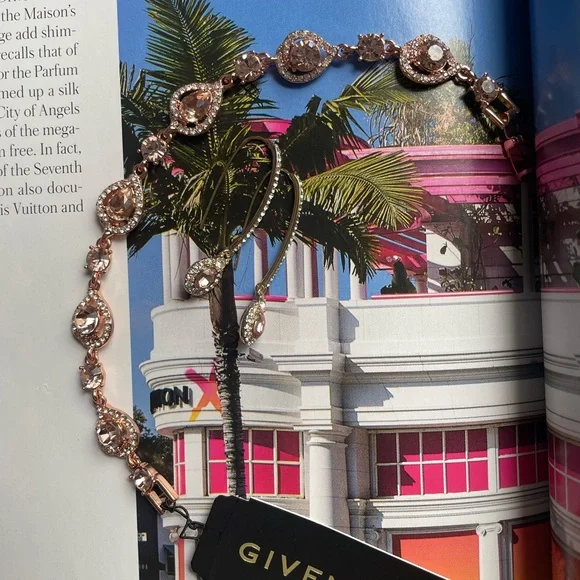 Givenchy Pink Crystal Flex Bracelet W/Earrings